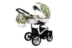 Babylux Tropical Tropical Flowers | 3v1 Kombinovaný kočárek Set | Kočárek + Korbička + Dětská autosedačka