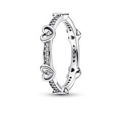 Pandora Romantický stříbrný prsten s kubickými zirkony Moments 192496C01 (Obvod 56 mm)