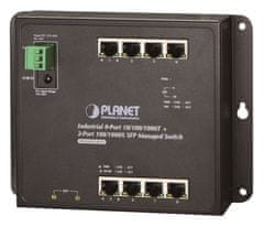 Planet WGS-4215-8T2S plochý L4 switch, 8x1Gb, 2x1Gb SFP, 12-48VDC/24VAC, -40~75°C, IP30, fanless