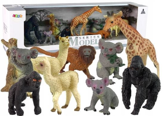 Lean-toys Sada figurek Afrika Divoká zvířata Koala Gorila