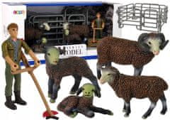 Lean-toys Sada figurek Farma ovce pasoucí se farmář ohrožené ovce