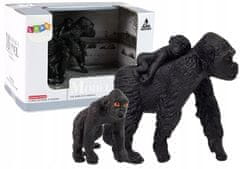 Lean-toys Sada 2 figurek goril Gorila s mladými zvířátky