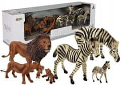 Lean-toys Sada figurek Zvířata Safari Zebry Lev Lvice Lev