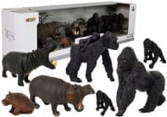 Lean-toys Sada safari zvířat figurky, hroši, gorily