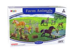 Lean-toys Sada farmářských figurek k sestavení farmářských koní hnědá