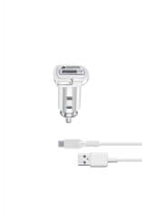 CellularLine Set autonabíječky a USB-C kabelu, adaptivní nabíjení, 15W, bílá