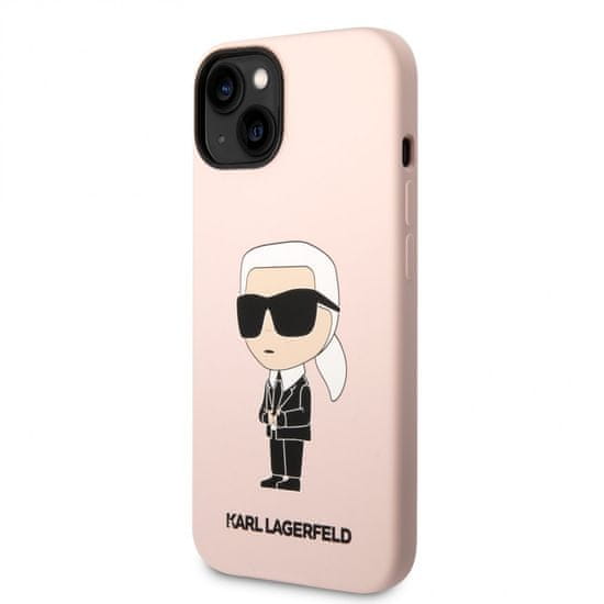 Karl Lagerfeld  Liquid Silicone Ikonik NFT Zadní Kryt pro iPhone 14 Plus Pink