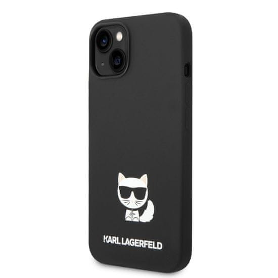 Karl Lagerfeld  Liquid Silicone Choupette Zadní Kryt pro iPhone 14 Plus Black