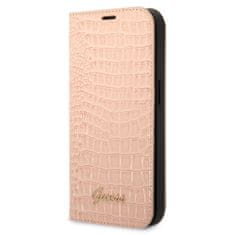 Guess  PU Croco with Metal Camera Outline Book Pouzdro pro iPhone 14 Plus Pink