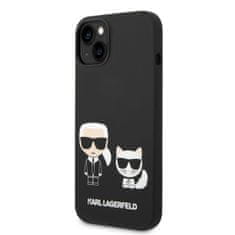 Karl Lagerfeld  and Choupette Liquid Silicone Zadní Kryt pro iPhone 14 Plus Black