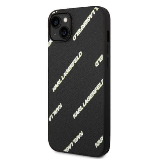 Karl Lagerfeld  PU Grained Leather Logomania Zadní Kryt pro iPhone 14 Plus Black