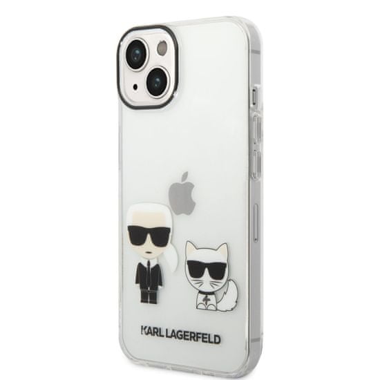 Karl Lagerfeld  PC/TPU Ikonik Karl and Choupette Zadní Kryt pro iPhone 14 Plus Transparent