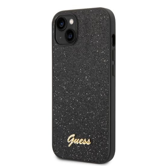 Guess  PC/TPU Glitter Flakes Metal Logo Zadní Kryt pro iPhone 14 Plus Black