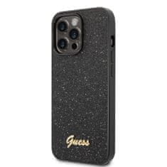 Guess  PC/TPU Glitter Flakes Metal Logo Zadní Kryt pro iPhone 14 Pro Black