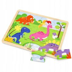 Viga Toys Dřevěné puzzle Dinosauři 16 prvků