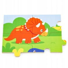 Viga Toys Dřevěné puzzle Dinosauři 16 prvků