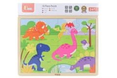 Viga Toys Dřevěné puzzle Dinosauři 16 prvků