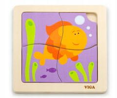Viga Toys Praktické dřevěné rybí puzzle