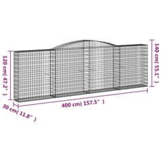 Petromila Klenuté gabionové koše 4 ks 400x30x120/140cm pozinkované železo