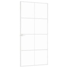 Greatstore Interiérové dveře bílé 93x201,5 cm tvrzené sklo a hliník úzké