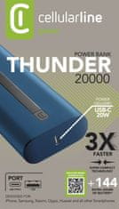 CellularLine Powerbanka Thunder 20 000 mAh, modrá