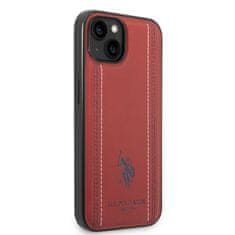 U.S. Polo Assn.  PU Leather Stitched Lines Zadní Kryt pro iPhone 14 Plus Red