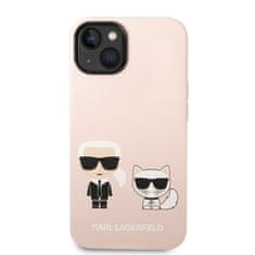 Karl Lagerfeld  and Choupette Liquid Silicone Zadní Kryt pro iPhone 14 Plus Pink