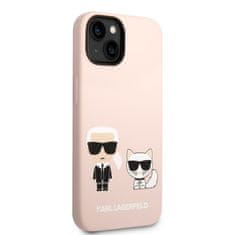 Karl Lagerfeld  and Choupette Liquid Silicone Zadní Kryt pro iPhone 14 Plus Pink