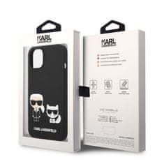 Karl Lagerfeld  and Choupette Liquid Silicone Zadní Kryt pro iPhone 14 Plus Black