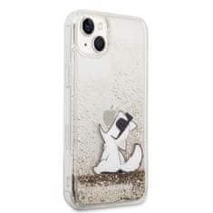 Karl Lagerfeld  Liquid Glitter Choupette Eat Zadní Kryt pro iPhone 14 Plus Gold