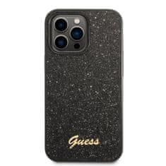 Guess  PC/TPU Glitter Flakes Metal Logo Zadní Kryt pro iPhone 14 Pro Black