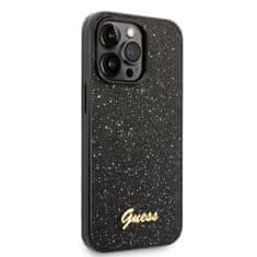 Guess  PC/TPU Glitter Flakes Metal Logo Zadní Kryt pro iPhone 14 Pro Black