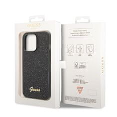 Guess  PC/TPU Glitter Flakes Metal Logo Zadní Kryt pro iPhone 14 Pro Black