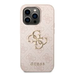 Guess  PU 4G Metal Logo Zadní Kryt pro iPhone 14 Pro Max Pink