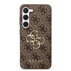 Guess  PU 4G Metal Logo Zadní Kryt pro Samsung Galaxy S23 Brown