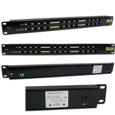 XtendLan POE Patch panel/ UTP cat.5e 12p/ 1U/ Black (provedení 19" rack)