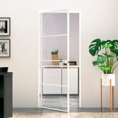 Greatstore Interiérové dveře bílé 83x201,5 cm tvrzené sklo a hliník úzké