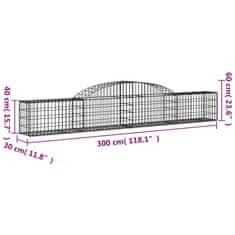 Petromila Klenuté gabionové koše 4 ks 300x30x40/60 cm pozinkované železo