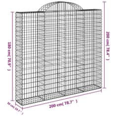 Petromila Klenutý gabionový koš 200 x 50 x 180/200 cm pozinkované železo