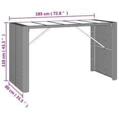 Petromila Barový stůl se skleněnou deskou černý 185x80x110 cm polyratan