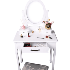 BPS-koupelny Toaletní stolek s taburetem, bílá / stříbrná, LINET New