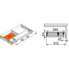 BLUM ORGA-LINE ZSI.500KI3N příborník a rozdělovník, délka 500 mm