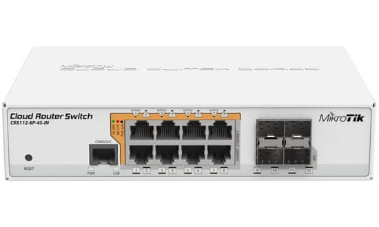 Mikrotik Cloud Router Switch CRS112-8P-4S-IN, 8x GbE PoE/PoE+, 4xSFP, L5, 2x PSU (PoE budget 65 + 75 W)