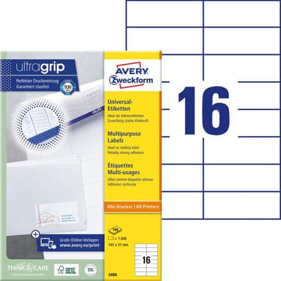 Avery Zweckform Univerzální etikety 105x37 mm Avery A4 100 listů