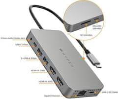 Hyper Drive Dual 4K HDMI 10v1 USB-C Hub, stříbrná