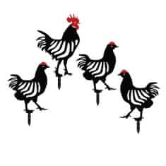 ASIR GROUP ASIR Dekorativní zahradní doplňky CHICKEN FAMILY4 černé