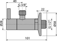 Alca Plast ALCA ARV001-N-B "Ventil rohový s filtrem 1/2""×3/8"", NICKEL-kartáčovaný mat" - Alcadrain