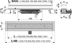 Alca Plast ALCA APZ111-1050L Antivandal Low - Podlahový žlab Antivandal s roštem - Alcadrain