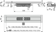 Alca Plast ALCA APZ106-1150 Professional Low - Podlahový žlab s okrajem pro plný rošt - Alcadrain