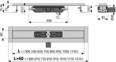 Alca Plast ALCA APZ101-1150 Low - Podlahový žlab s okrajem pro perforovaný rošt - Alcadrain